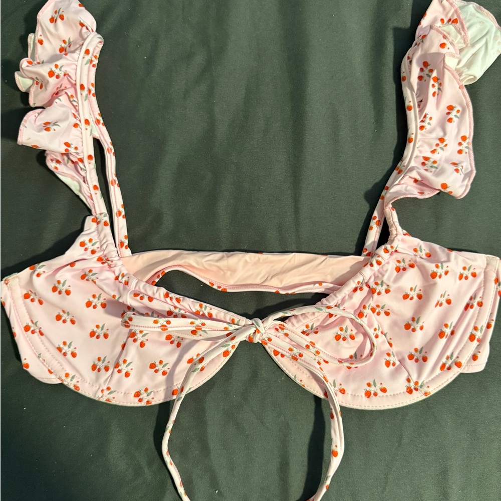 Frankie's Bikinis Light Pink Cherry Print Top